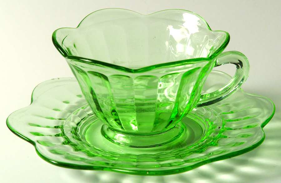 Bamboo Optic Scalloped Green Cup & Saucer Set by Liberty Works-1