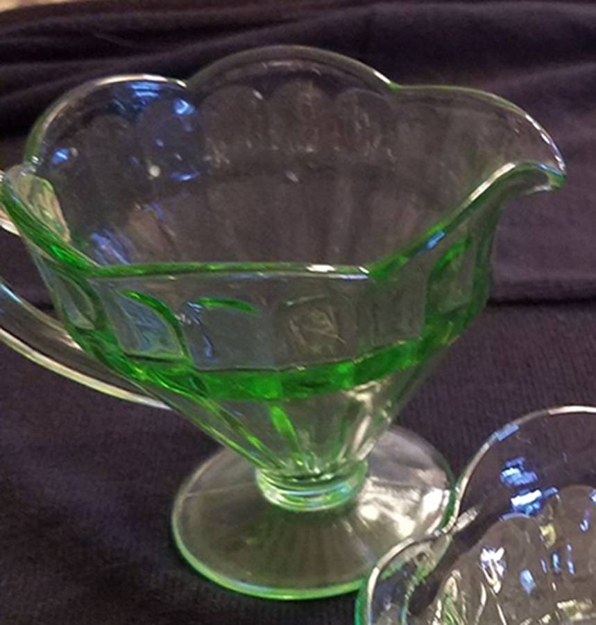 Bamboo Optic Scalloped Green Creamer by Liberty Works-1