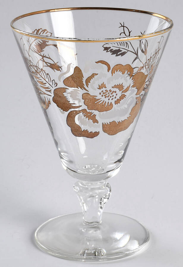 Golden Rose Water Goblet by Libbey Glass Company-1