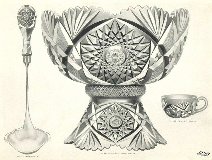 Venetia Punch Bowl with Stand by Libbey Glass Company-1