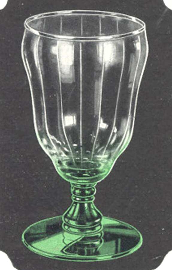 Warwick Green (Straight Optic) Low Water Goblet by Libbey Glass Company-1