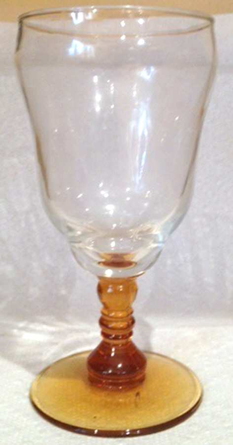 Warwick Amber (Venetian Optic) Water Goblet by Libbey Glass Company-1