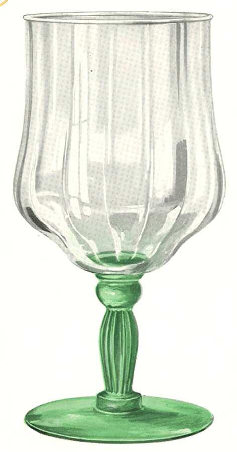 Floridian Green (Straight Optic) Low Water Goblet by Libbey Glass Company-1
