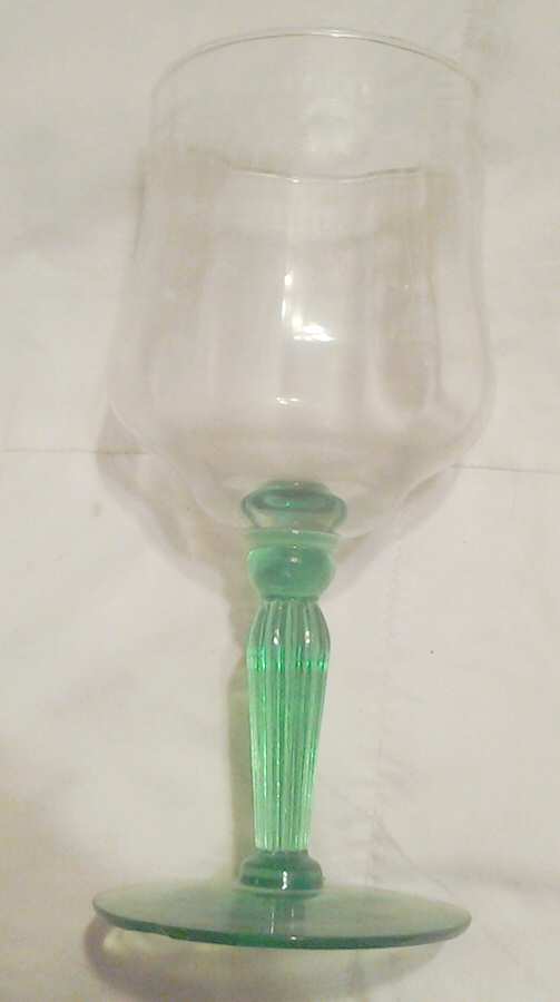 Floridian Green (Straight Optic) Water Goblet by Libbey Glass Company-1