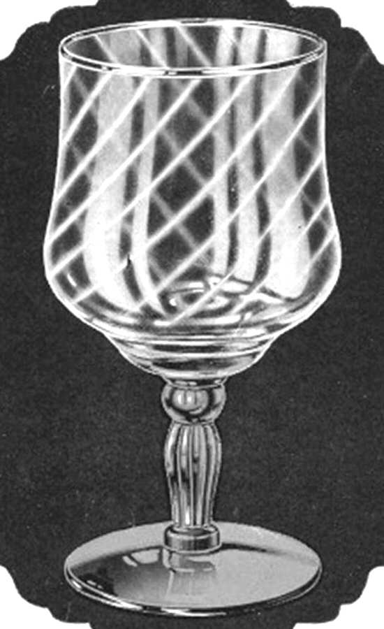 Floridian Green (Venetian Optic) Low Water Goblet by Libbey Glass Company-1