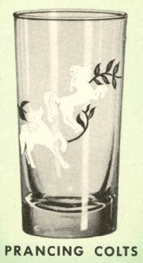 Prancing Colts Flat Tumbler by Libbey Glass Company-1