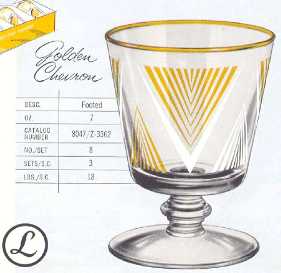 Golden Chevron On the Rocks Glass by Libbey Glass Company-1