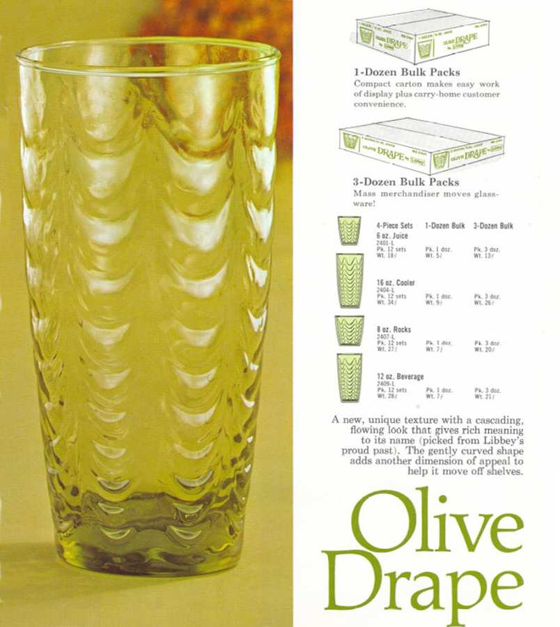 Drape Olive Green Cooler by Libbey Glass Company-1