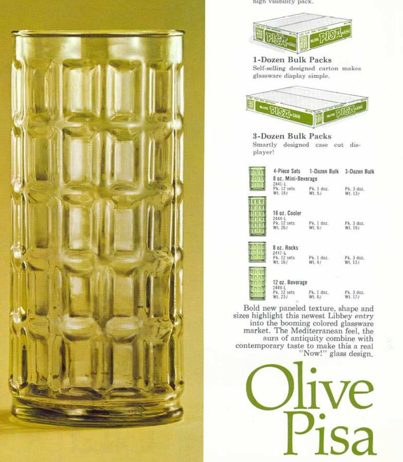 Pisa Olive Green Cooler by Libbey Glass Company-1