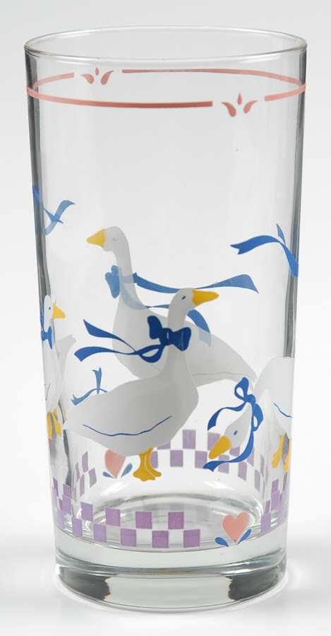 Country Geese Pink Heart 12 Oz Flat Tumbler by Libbey Glass Company-1