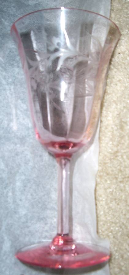 Rose Leaf Pink Water Goblet by Lonnquists-1