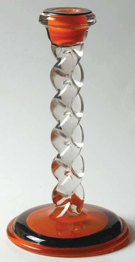 Black Rim Orange 7" Single Light Candlestick by Lancaster-1