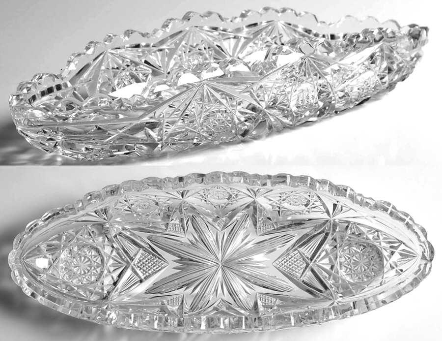 American Rich Cut 1 12" Oval Celery by Libbey Glass Company-1