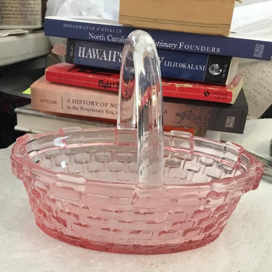 Giftware 5" Handled Basket by Longaberger Glass-1