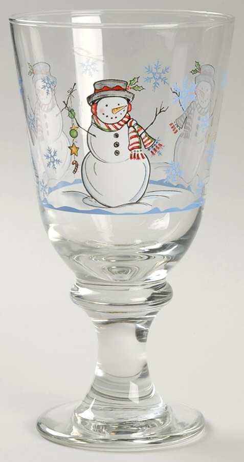 Cozy Snowman Water Goblet by Libbey Glass Company-1