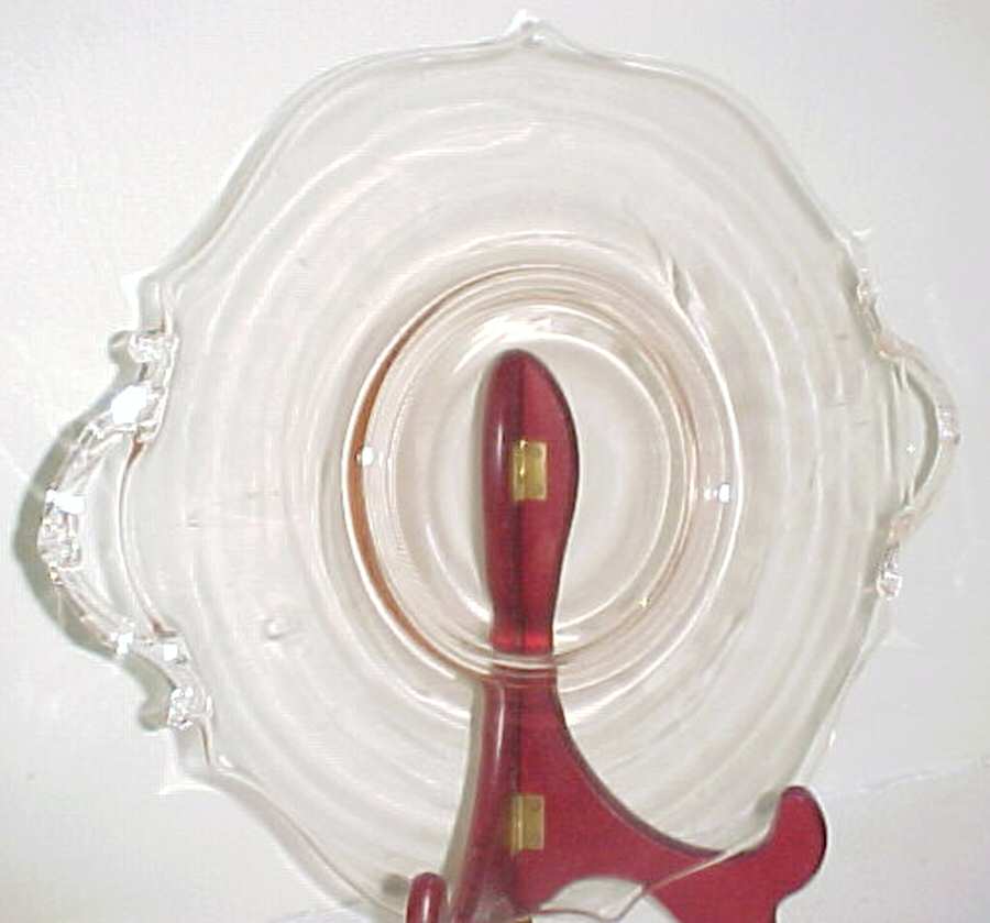 800 Pink 13" Handled Sandwich Plate by Lancaster-1