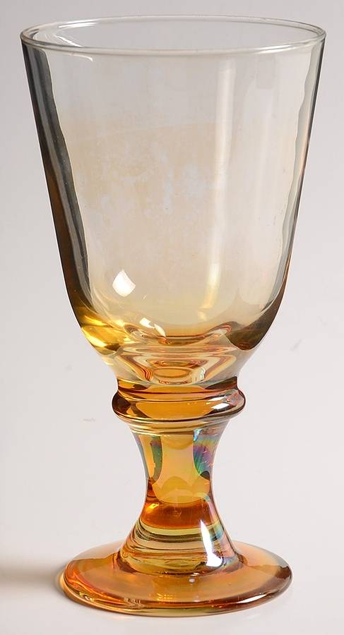 Flare Yellow Iridescent Water Goblet by Libbey Glass Company-1