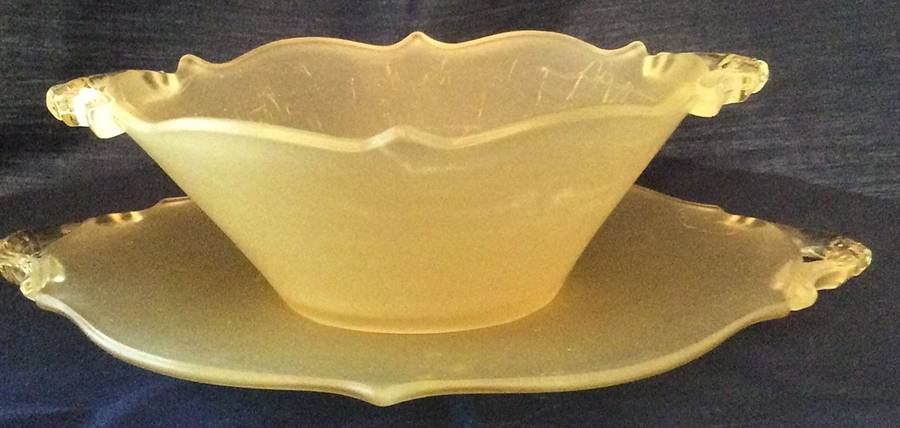 Octagon Topaz (Frosted) 10" Handled Bowl by Lancaster-1