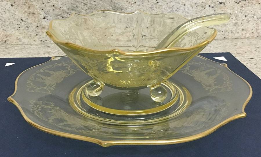 Lake Island Topaz Mayonnaise Bowl, Underplate and Ladle by Lancaster-1