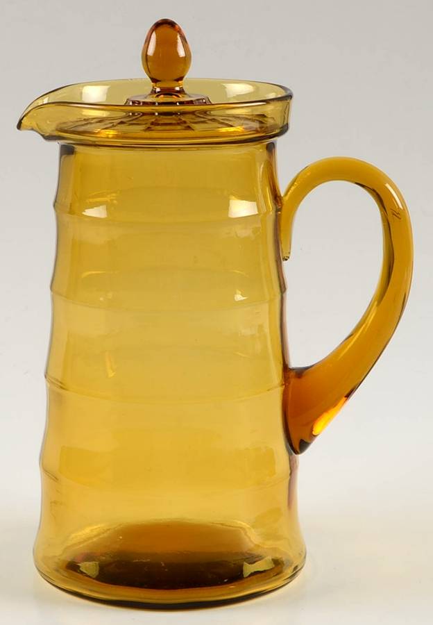 Bamboo Optic Smooth Amber Pitcher & Lid by Liberty Works-1