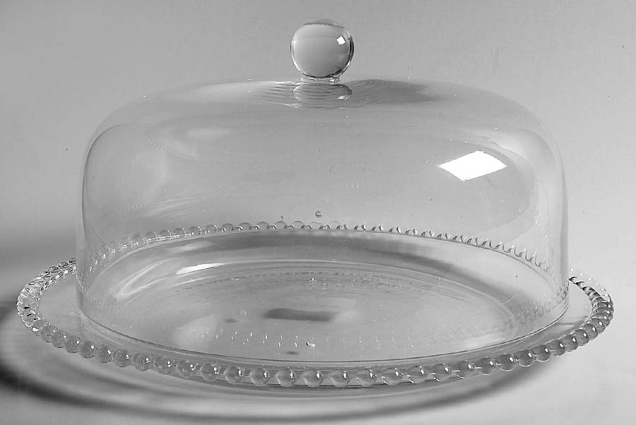 Beaded Glass Cake Plate with Glass Dome by Lenox-1