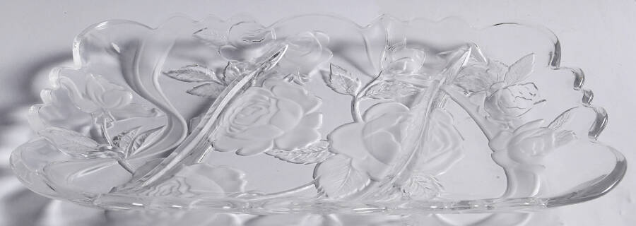 Rose Garden 13" Rectangular 3 Part Relish by Laura Glass Crystal-1