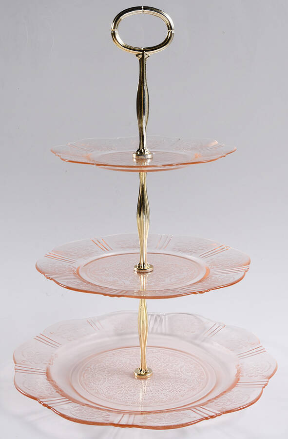 American Sweetheart Pink 3 Tier Serving Tray HC by MacBeth-Evans-1