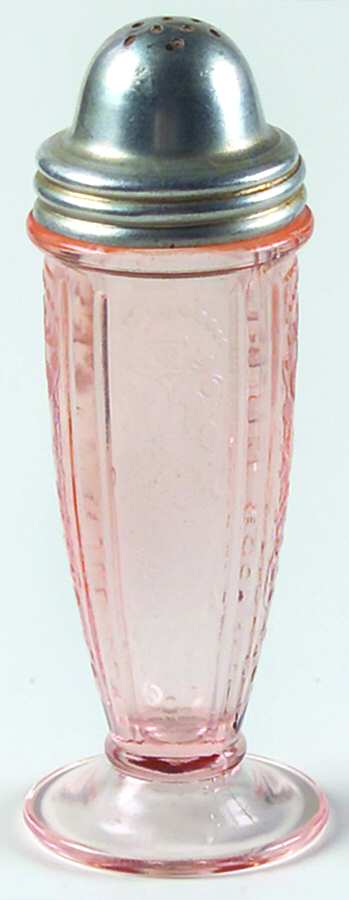 American Sweetheart Pink Footed Shaker & Metal Lid by MacBeth-Evans-1