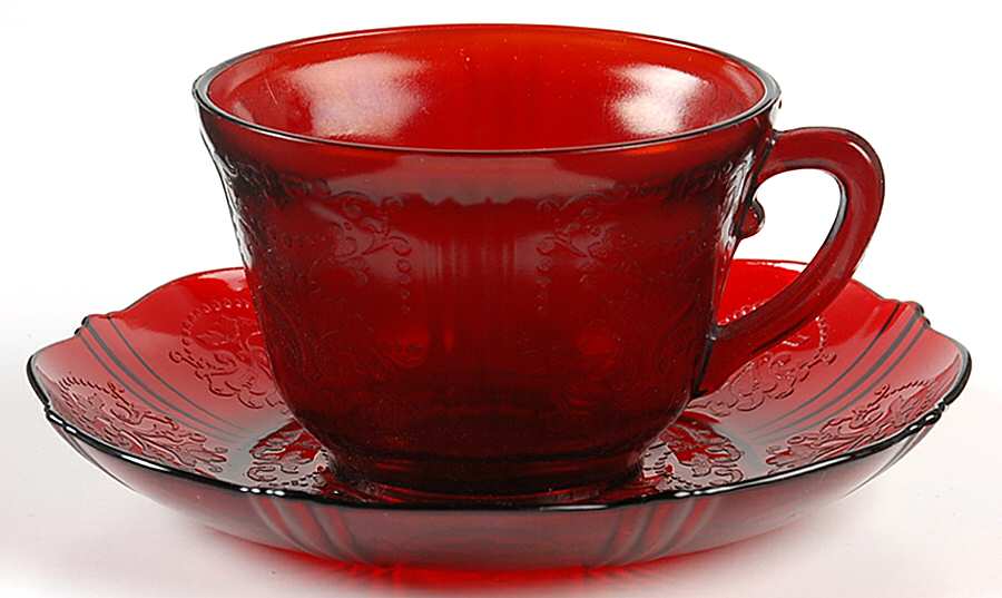 American Sweetheart Red Cup & Saucer Set by MacBeth-Evans-1