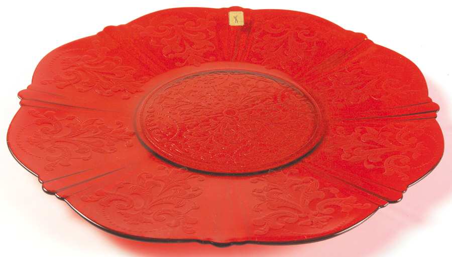 American Sweetheart Red 12" Salver Plate by MacBeth-Evans-1