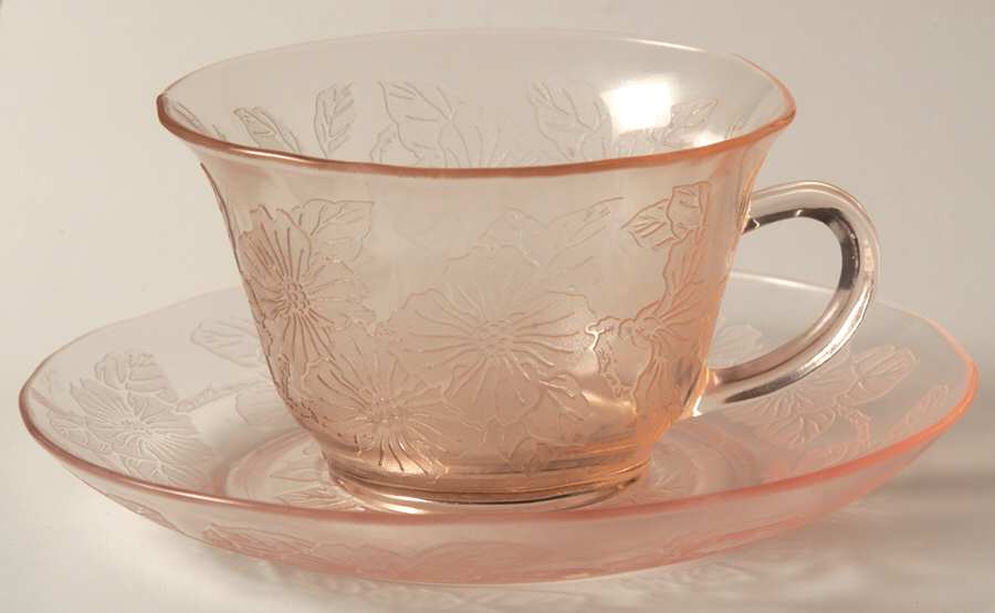 Dogwood Pink Thin Cup and Saucer Set by MacBeth-Evans-1