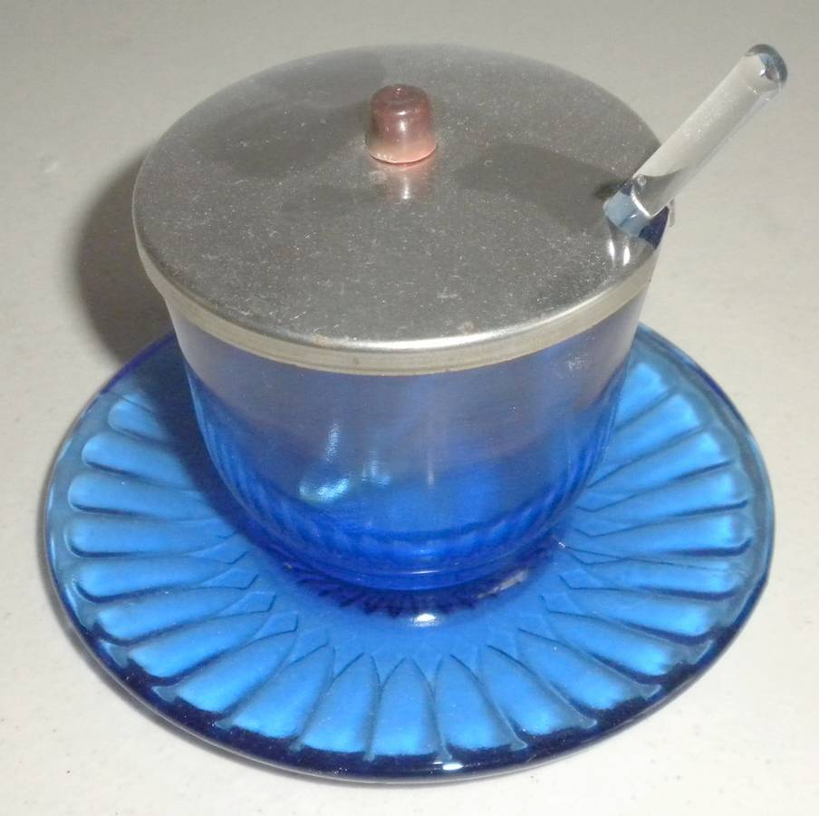 Petalware Cobalt Blue Mustard & Metal Lid by MacBeth-Evans-1