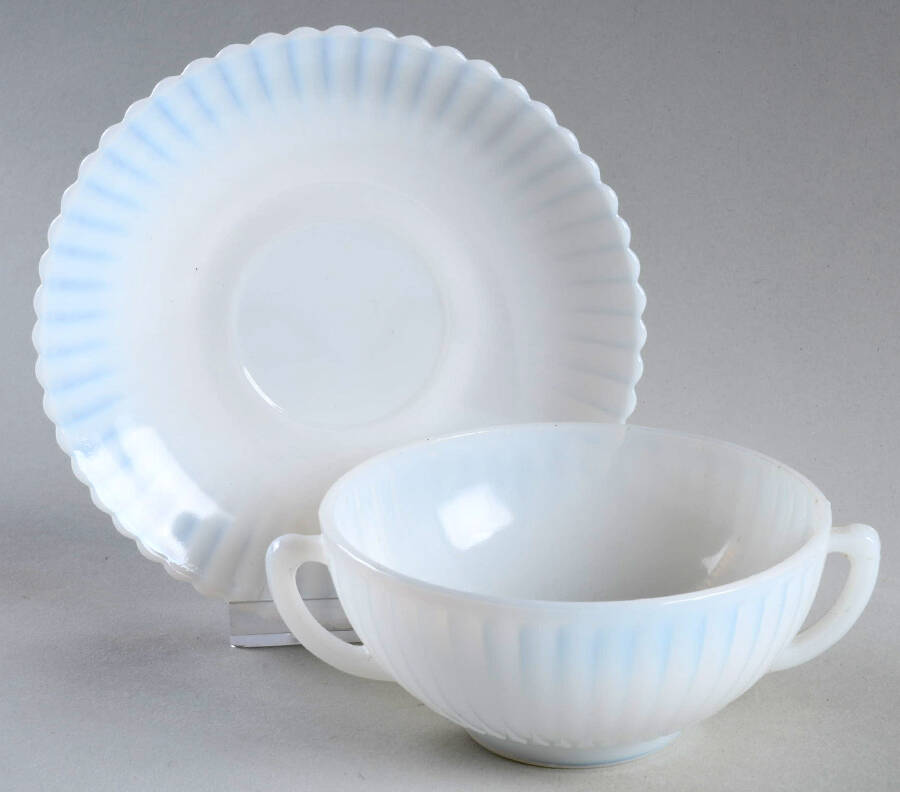 Petalware Monax (White) Cream Soup & Saucer Set by MacBeth-Evans-1