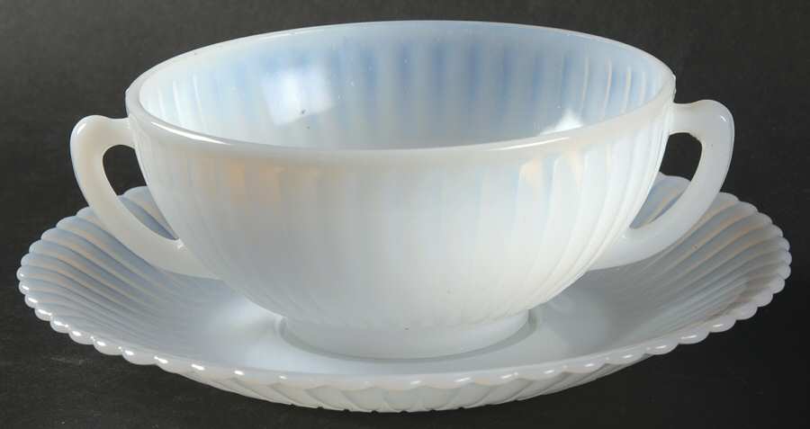 Petalware Monax (White) Cream Soup & Saucer Set by MacBeth-Evans-1