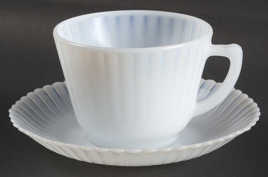 Petalware Monax (White) Cup and Saucer Set by MacBeth-Evans-1