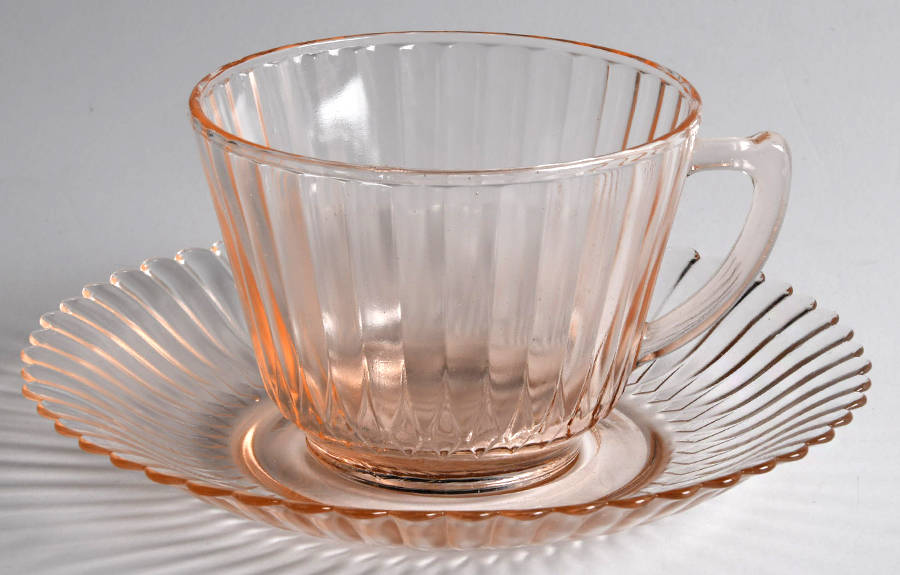 Petalware Pink Flat Cup & Saucer Set by MacBeth-Evans-1
