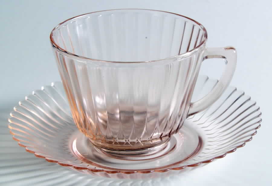 Petalware Pink Flat Cup & Saucer Set by MacBeth-Evans-1
