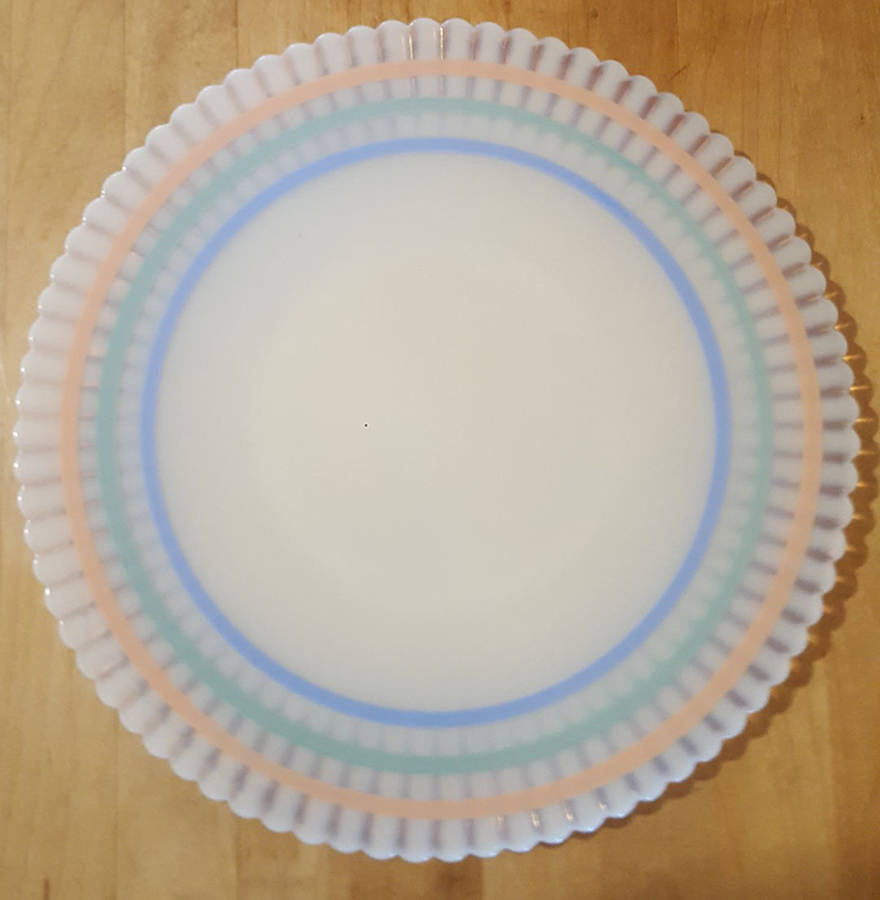 Petalware Monax White Pastel Decorations 11" Salver Plate by MacBeth-Evans-1