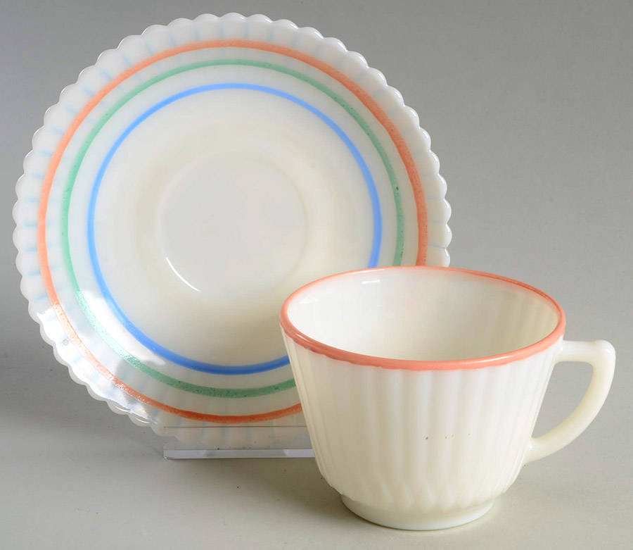 Petalware Monax White Pastel Decorations Cup & Saucer Set by MacBeth-Evans-1