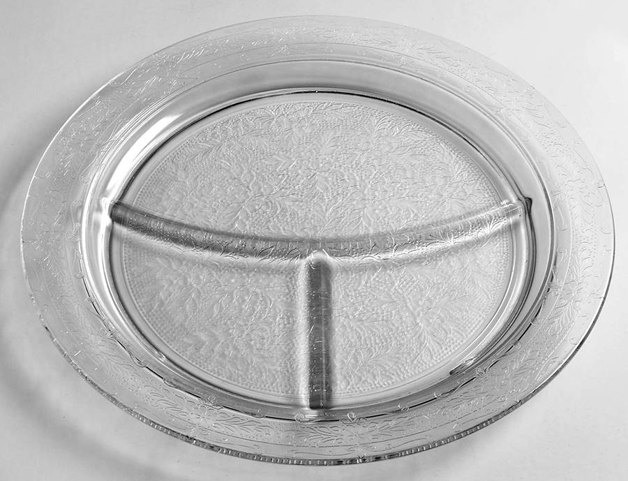 Stippled Rose Band Clear Grill Plate by MacBeth-Evans-1