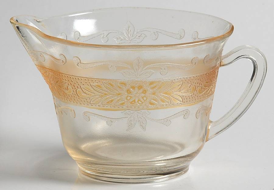 Stippled Rose Band Clear with Amber Creamer by MacBeth-Evans-1
