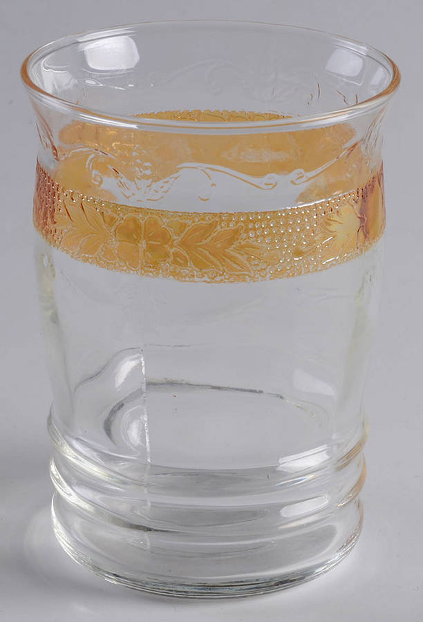Stippled Rose Band Clear with Amber 9 Oz Flat Tumbler by MacBeth-Evans-1