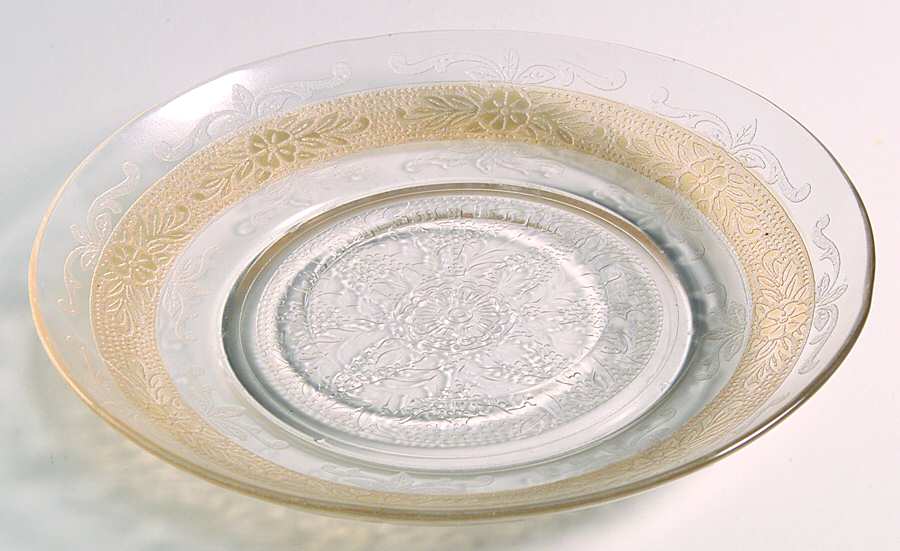 Stippled Rose Band Clear with Amber Saucer Only by MacBeth-Evans-1