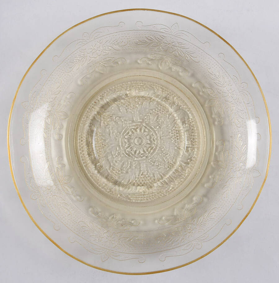 Stippled Rose Band Amber Saucer Only by MacBeth-Evans-1