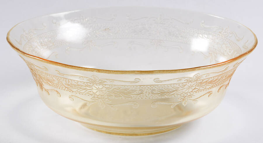 Stippled Rose Band Amber 8" Large Fruit Bowl by MacBeth-Evans-1