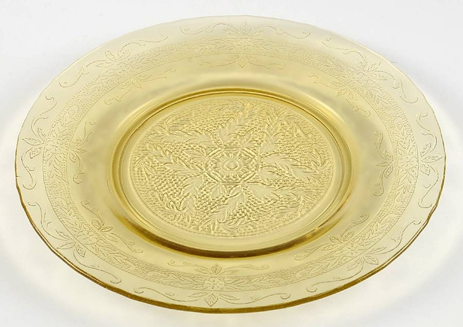 Stippled Rose Band Amber Luncheon Plate by MacBeth-Evans-1