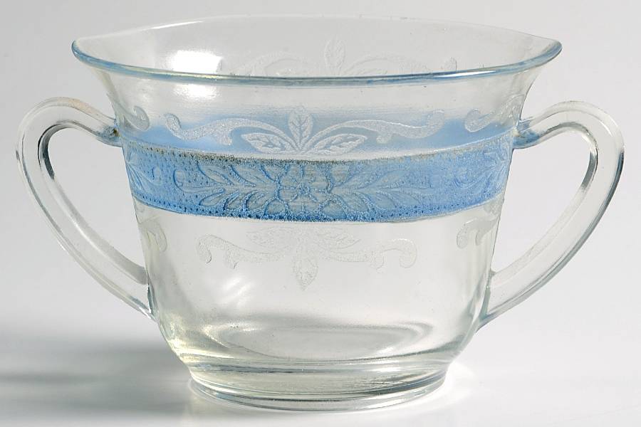 Stippled Rose Band Clear with Blue Open Sugar by MacBeth-Evans-1
