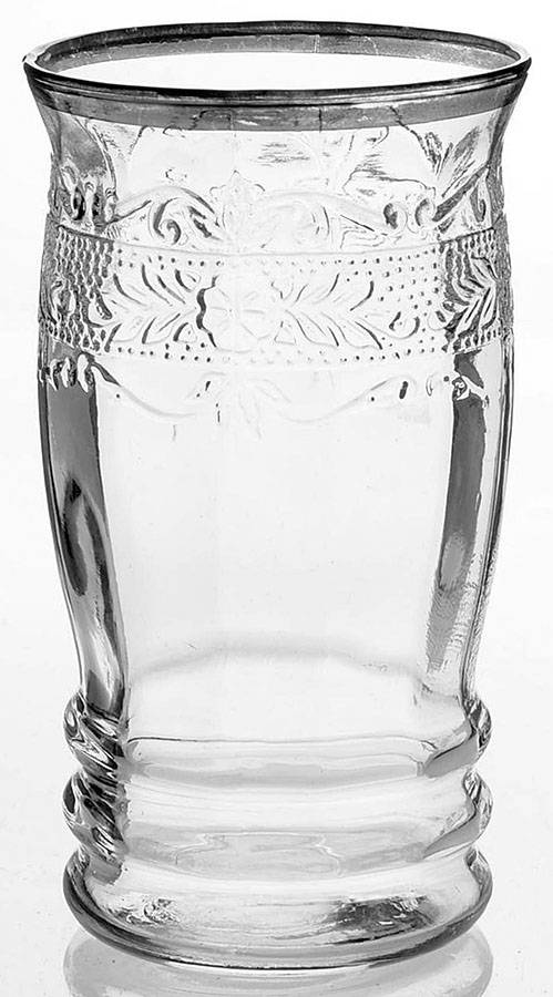 Stippled Rose Band Clear with Platinum 10 Oz Flat Tumbler by MacBeth-Evans-1
