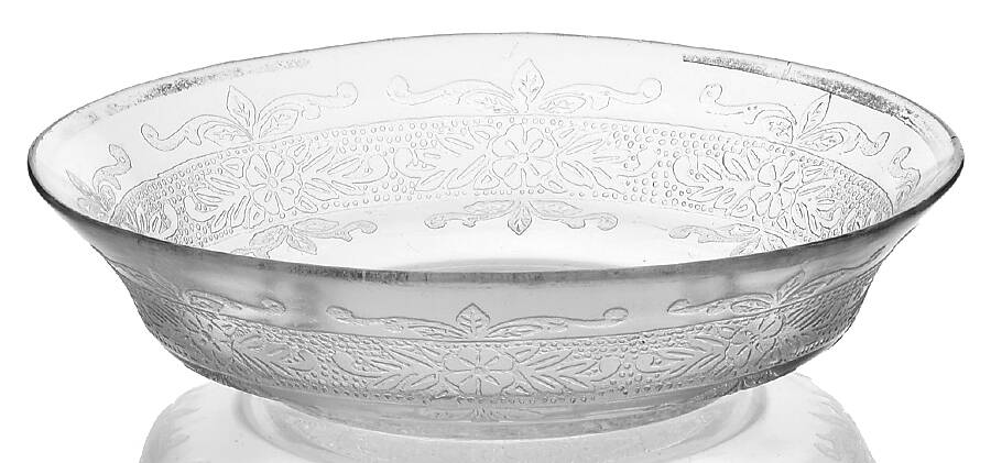 Stippled Rose Band Clear with Platinum Cereal Bowl by MacBeth-Evans-1