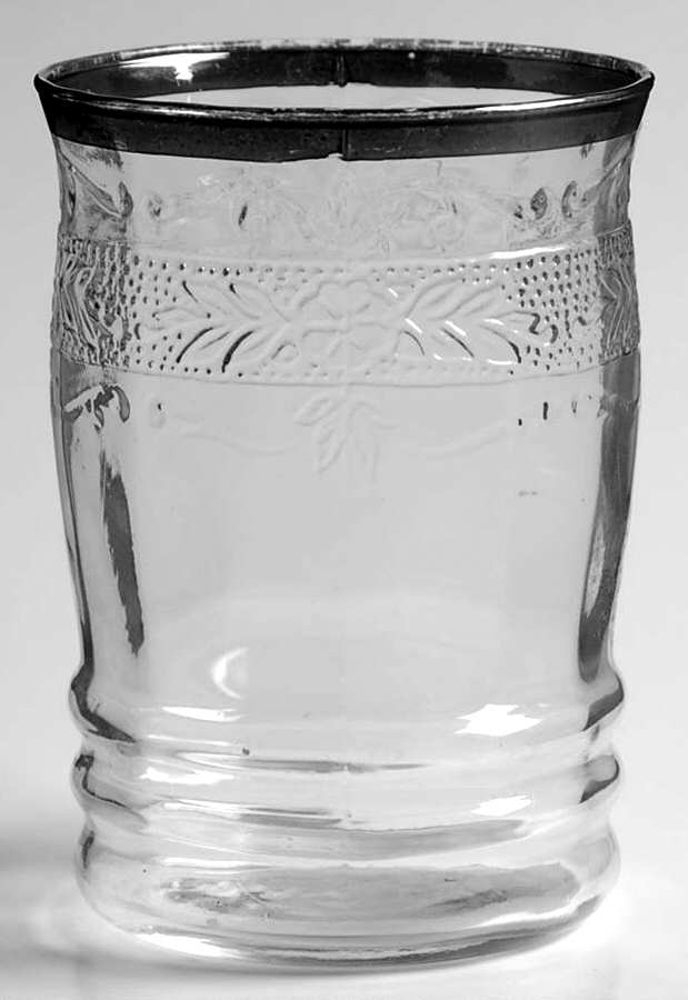 Stippled Rose Band Clear with Platinum 8 Oz Flat Tumbler by MacBeth-Evans-1